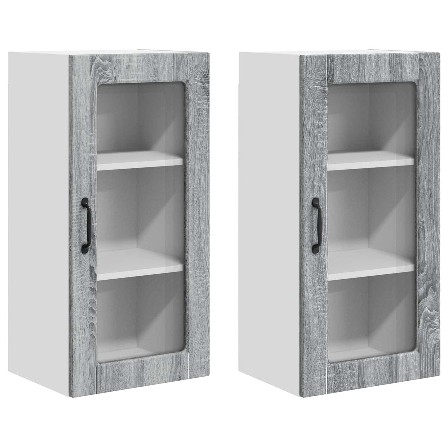 Mobile in vetro da parete LUCCA 2 pcs Grigio Sonoma