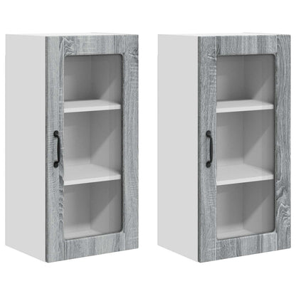 Mobile in vetro da parete LUCCA 2 pcs Grigio Sonoma