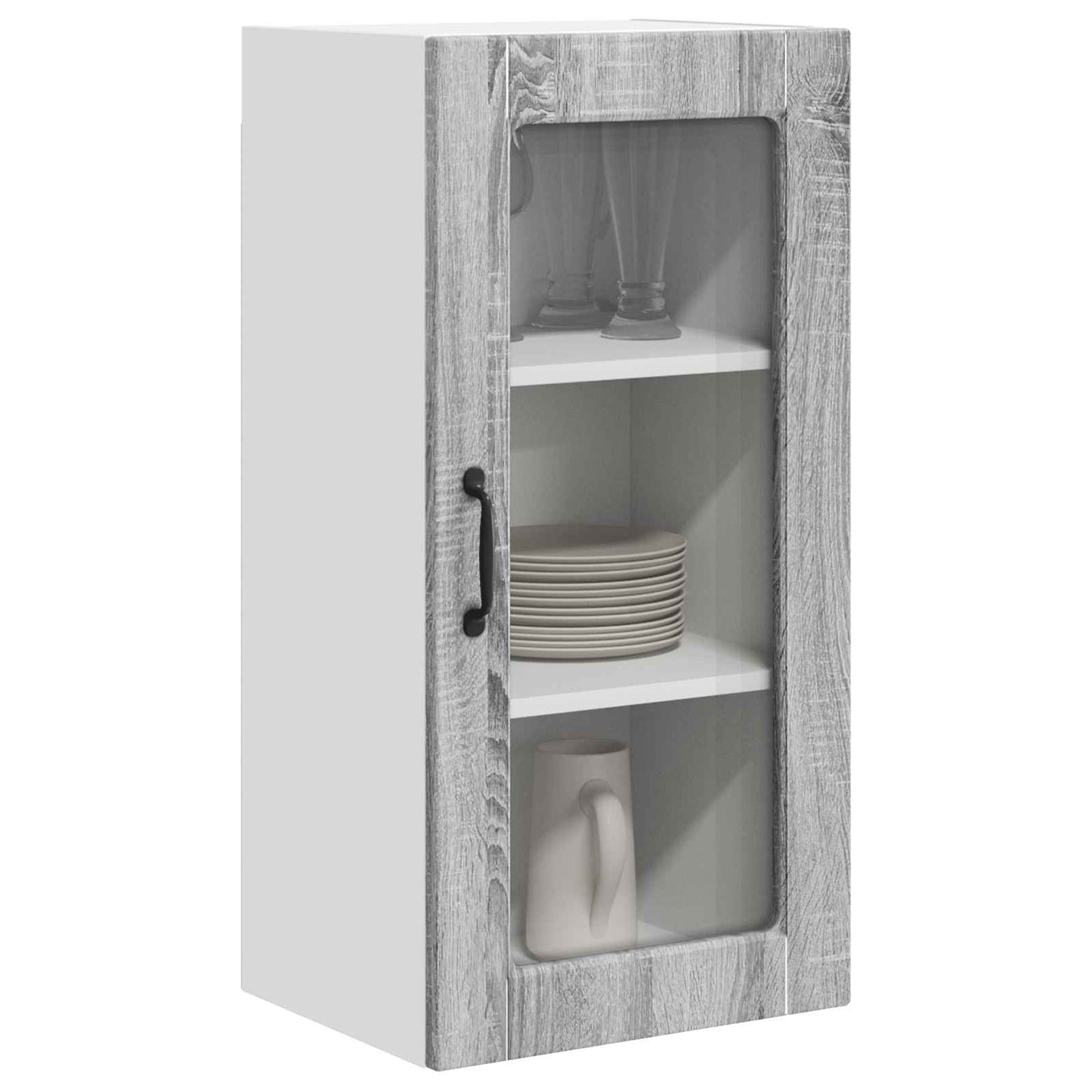 Mobile in vetro da parete LUCCA 2 pcs Grigio Sonoma