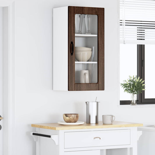 Mobile in vetro da parete LUCCA Rovere Marrone 40 x 31 x 80 cm