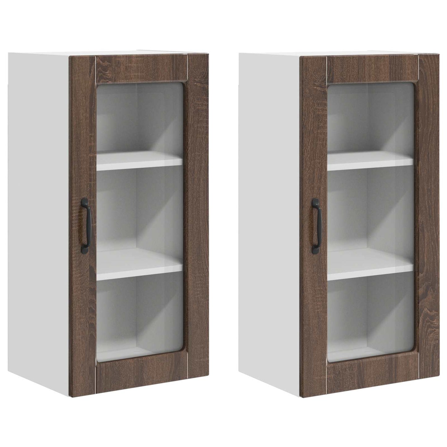 Mobile in vetro da parete LUCCA 2 pcs Rovere Marrone