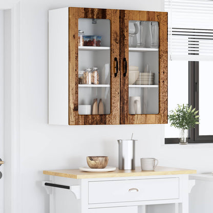 Mobile in vetro da parete LUCCA 2 pz Legno antico