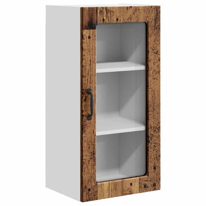 Mobile in vetro da parete LUCCA 2 pz Legno antico