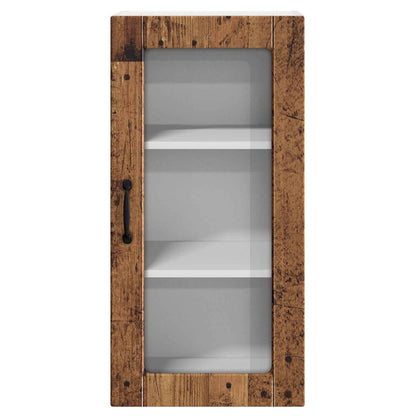 Mobile in vetro da parete LUCCA 2 pz Legno antico