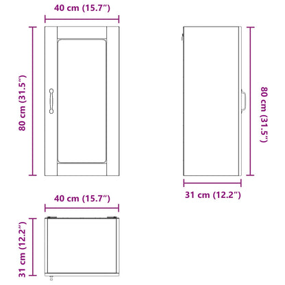 Mobile in vetro da parete LUCCA 2 pz Legno antico