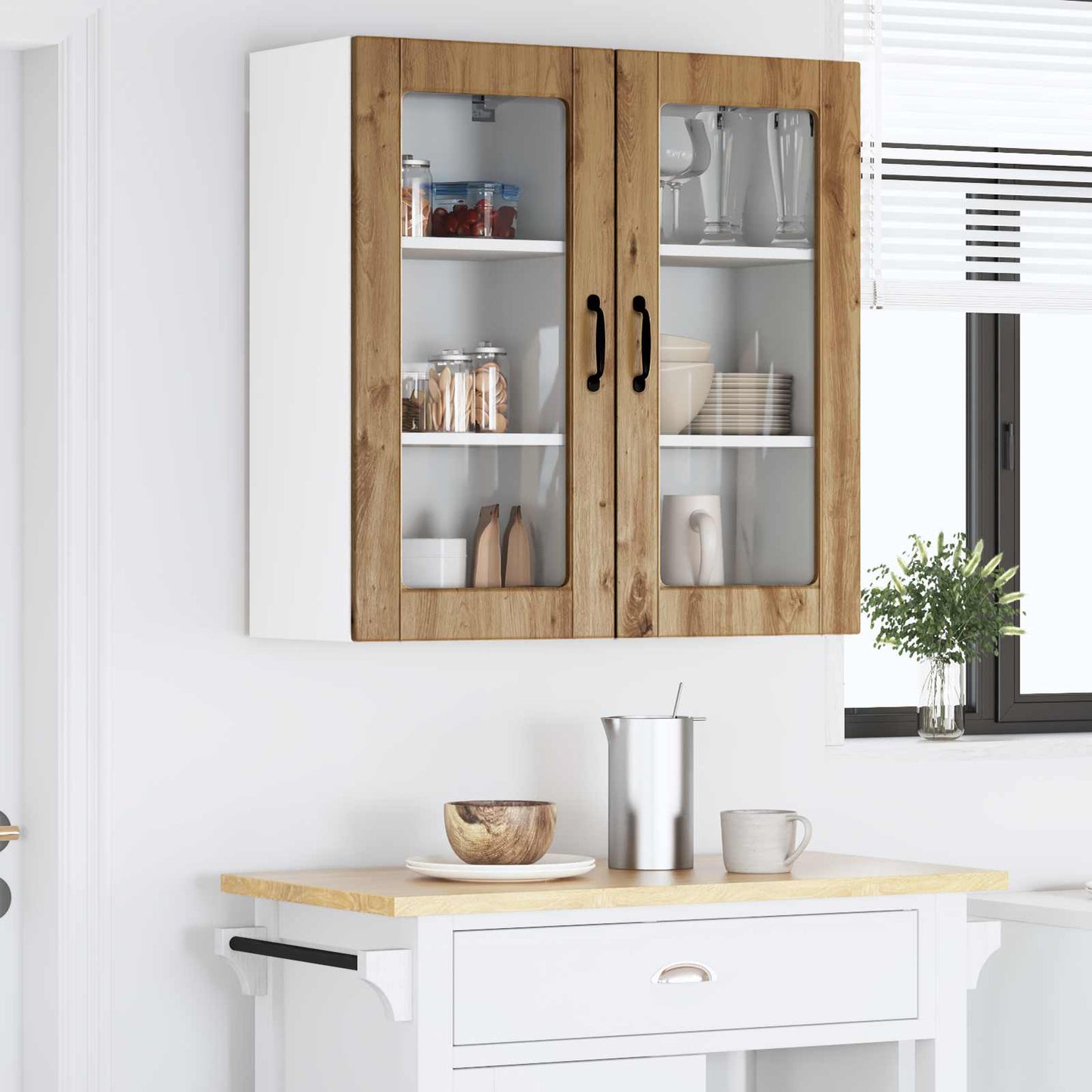 Mobile in vetro da parete LUCCA 2 pcs Rovere Artigianale