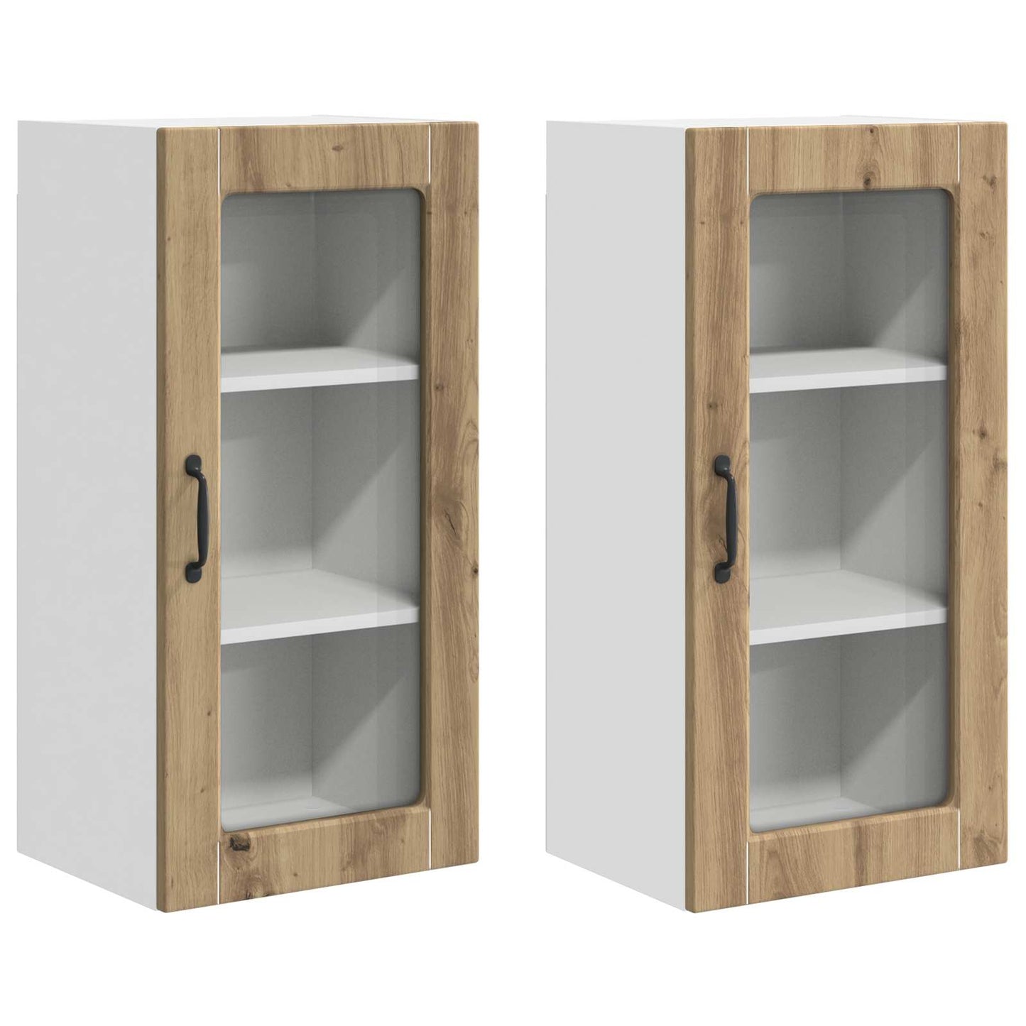 Mobile in vetro da parete LUCCA 2 pcs Rovere Artigianale