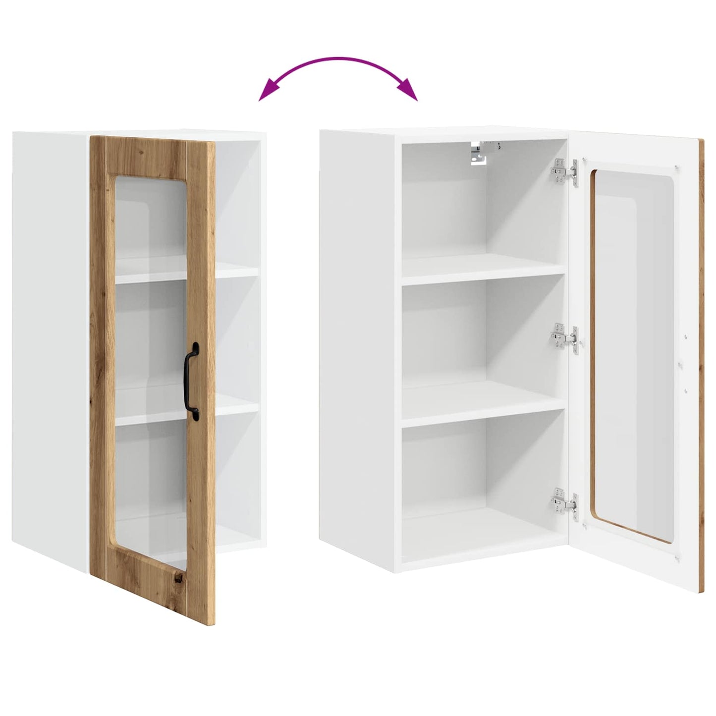 Mobile in vetro da parete LUCCA 2 pz Rovere Artigianale