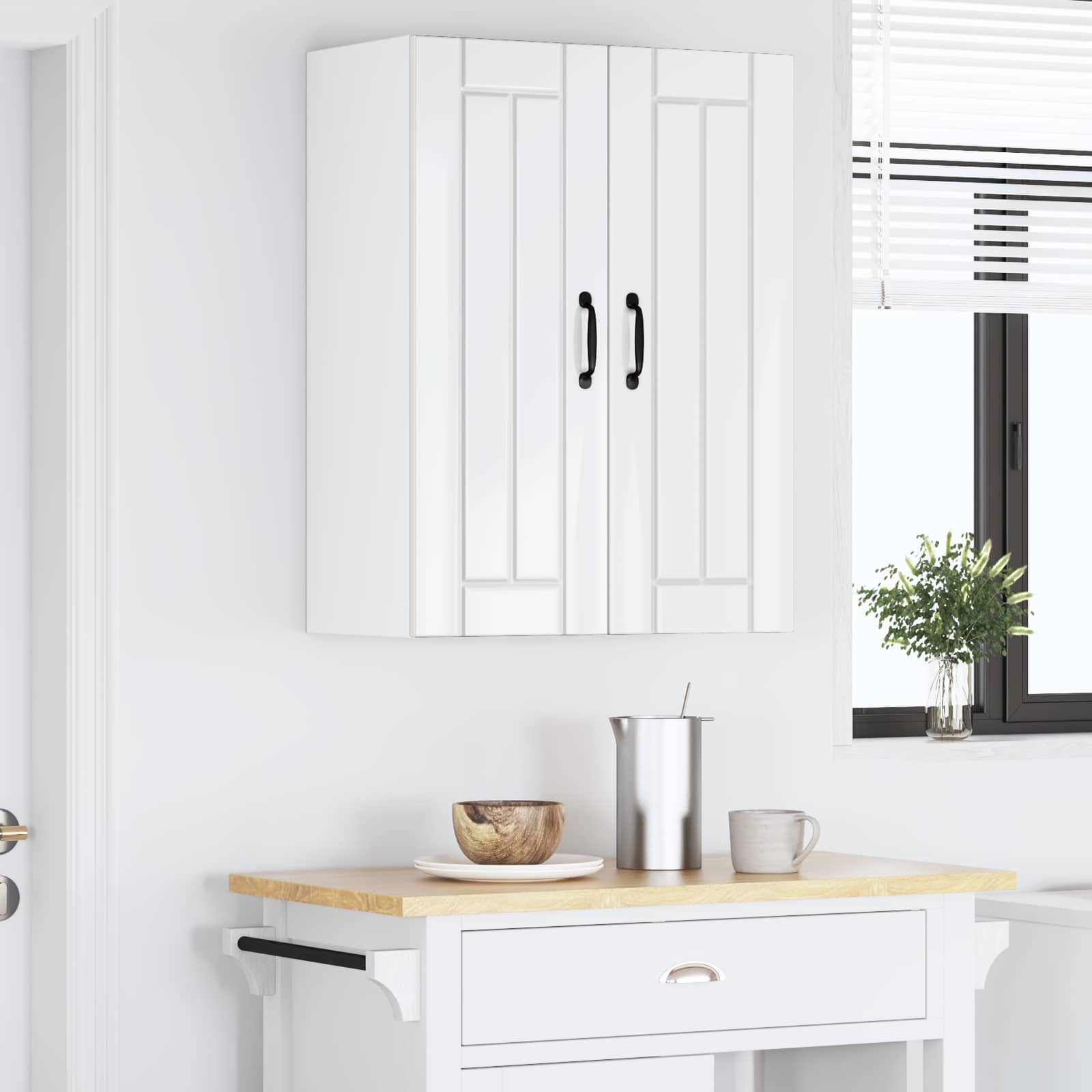 Armadietto a muro LUCCA 2 pcs Bianco Lucido 30 x 31 x 80 cm | homemem39