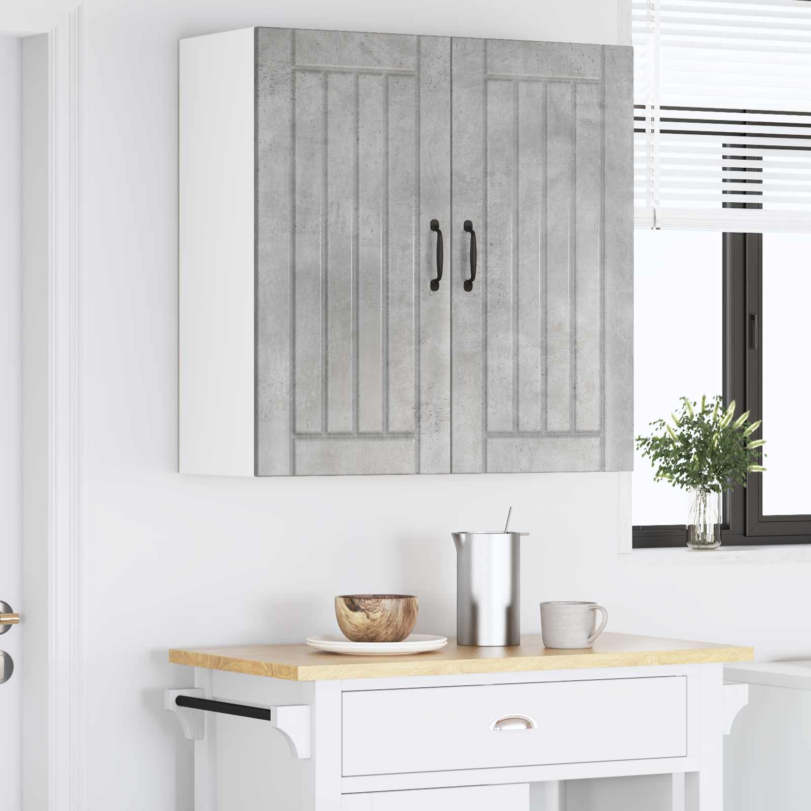 Armadietto a muro LUCCA Grigio Cemento 80 x 31 x 80 cm | homemem39