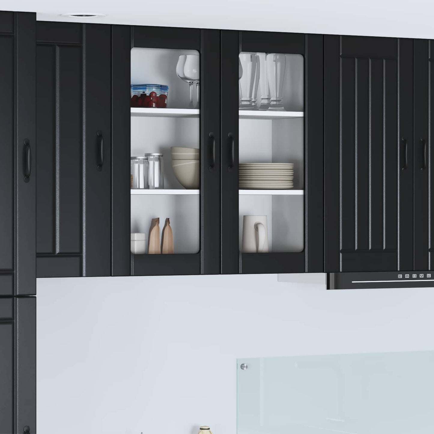 Mobile in vetro da parete LUCCA Nero 80 x 31 x 80 cm | homemem39
