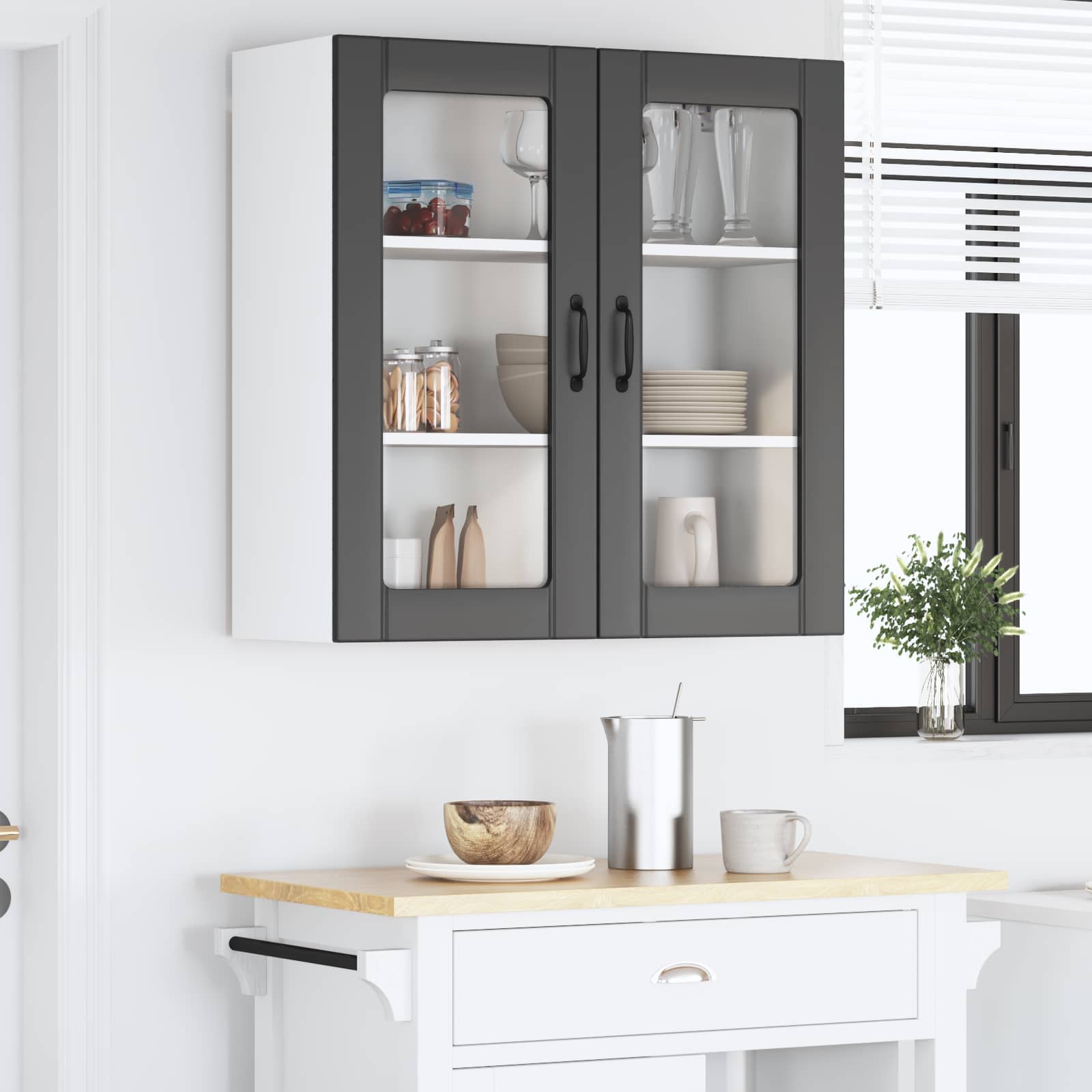 Mobile in vetro da parete LUCCA Nero 80 x 31 x 80 cm | homemem39