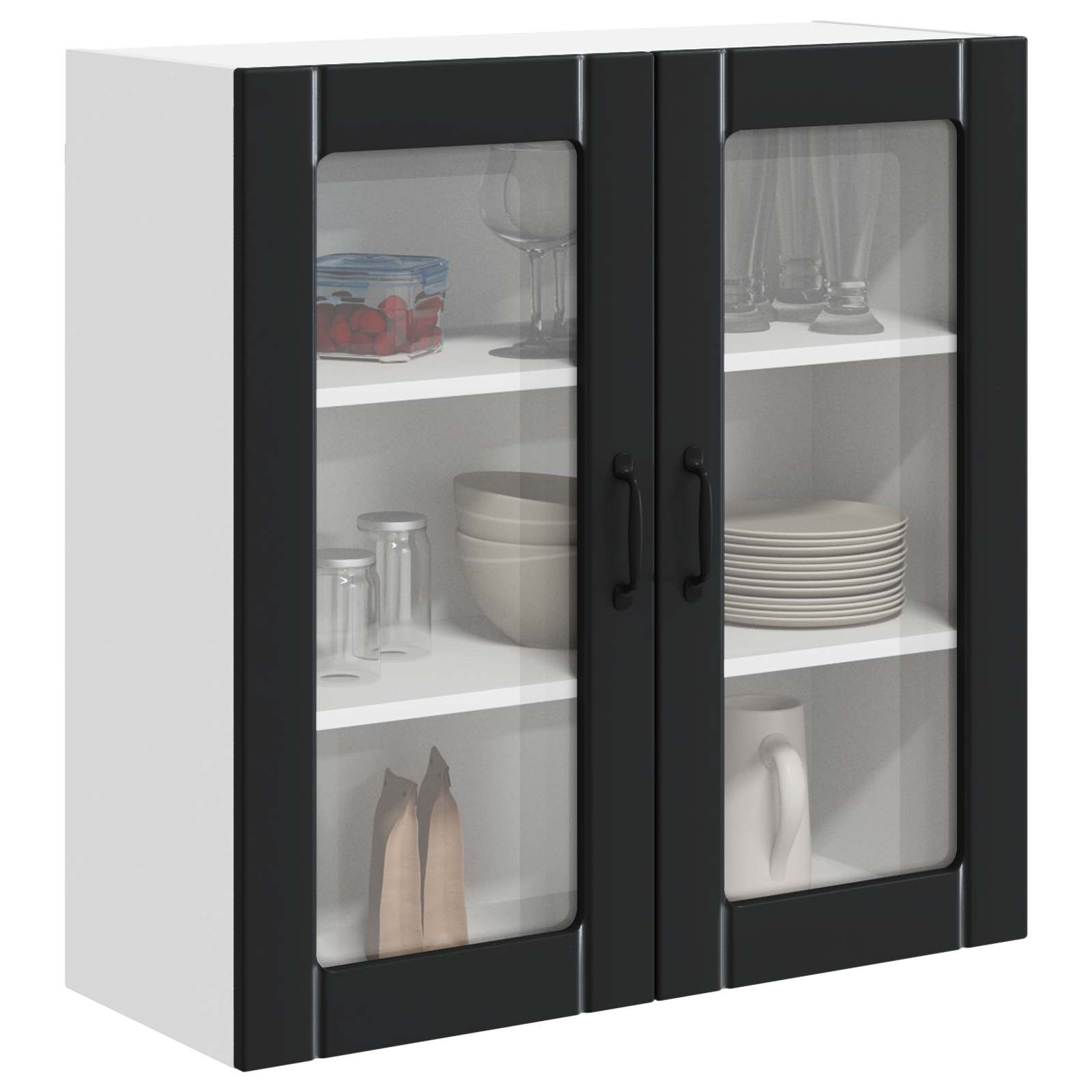 Mobile in vetro da parete LUCCA Nero 80 x 31 x 80 cm | homemem39