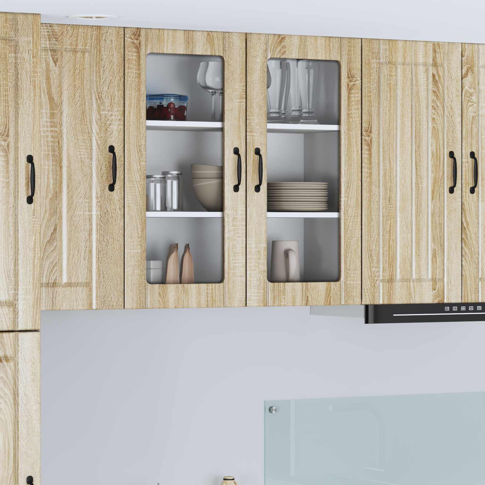 Mobile in vetro da parete LUCCA Rovere Sonoma 80 x 31 x 80 cm | homemem39