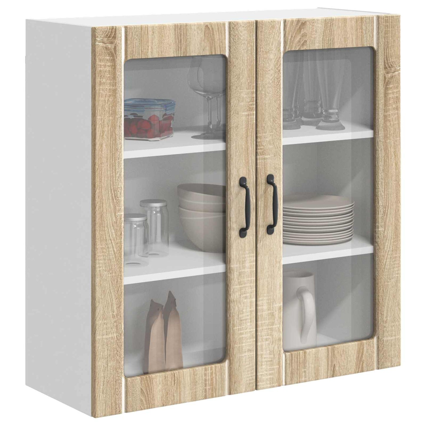 Mobile in vetro da parete LUCCA Rovere Sonoma 80 x 31 x 80 cm | homemem39