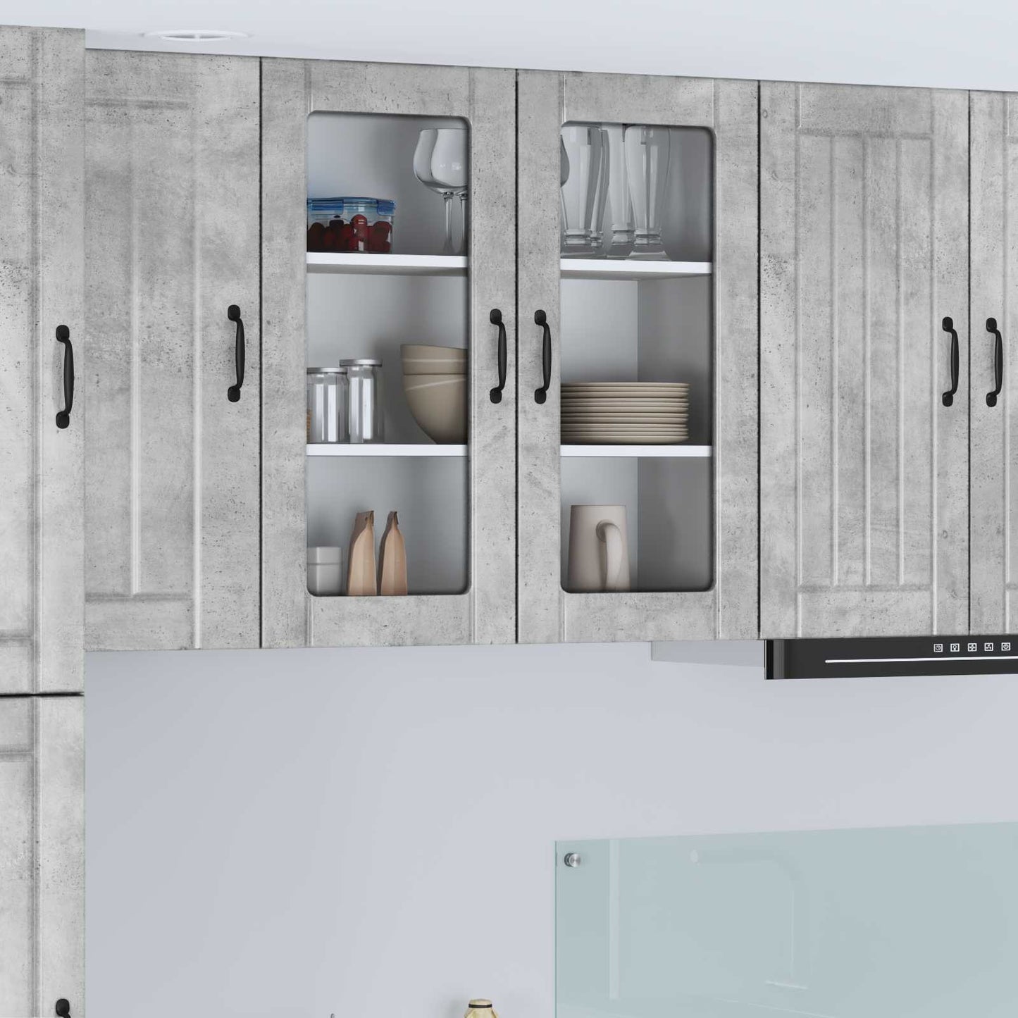Mobile in vetro da parete LUCCA Grigio Cemento 80 x 31 x 80 cm | homemem39