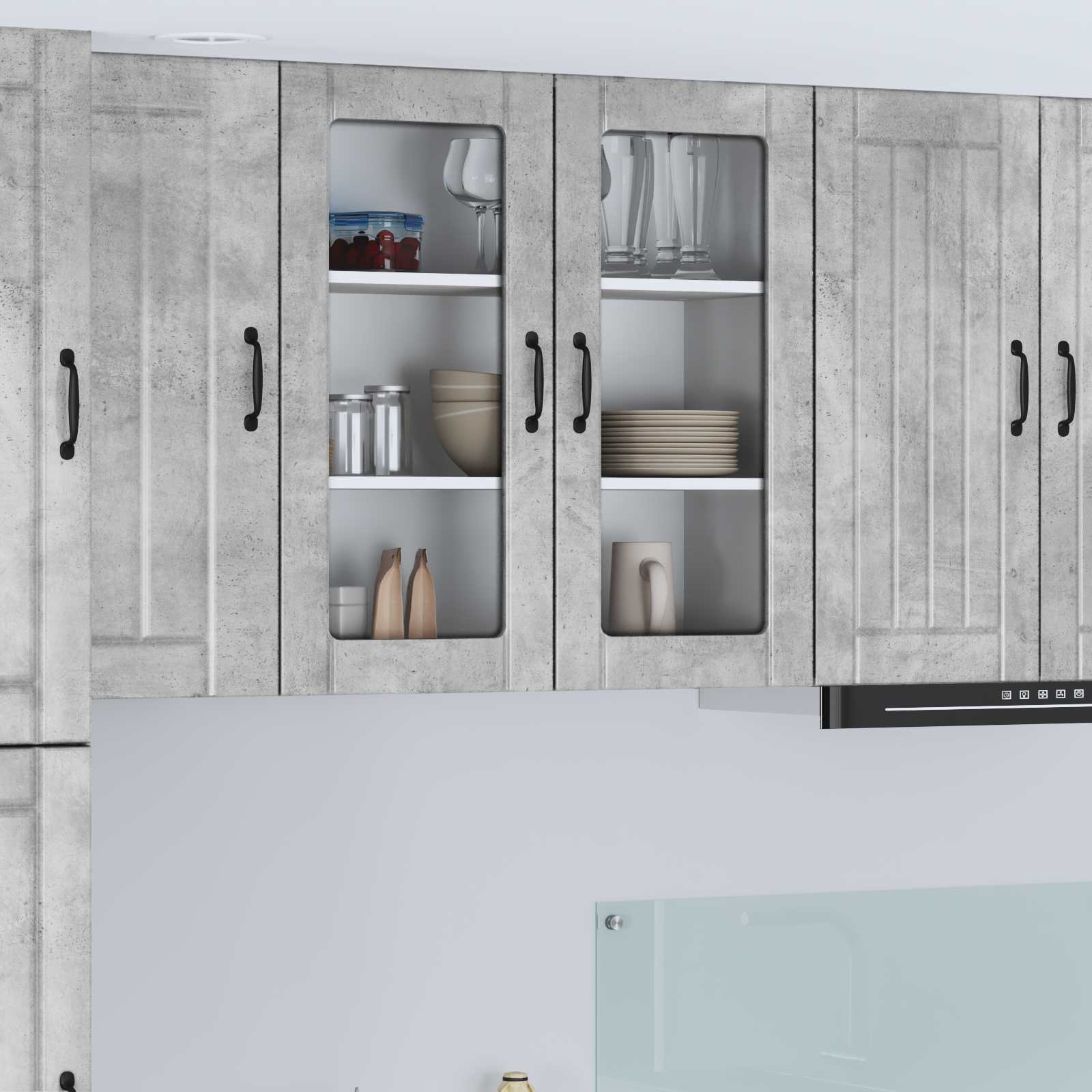 Mobile in vetro da parete LUCCA Grigio Cemento 80 x 31 x 80 cm | homemem39