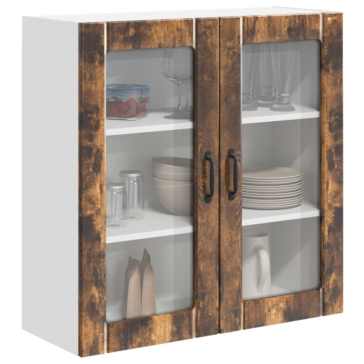 Mobile in vetro da parete LUCCA Rovere Fumo 80 x 31 x 80 cm - homemem39