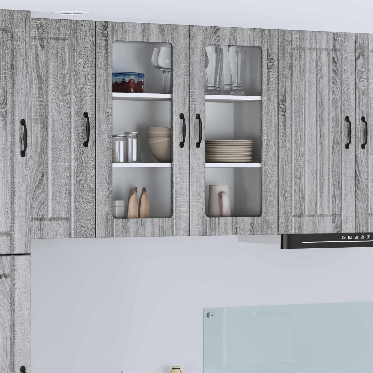Mobile in vetro da parete LUCCA Grigio Sonoma 80 x 31 x 80 cm | homemem39