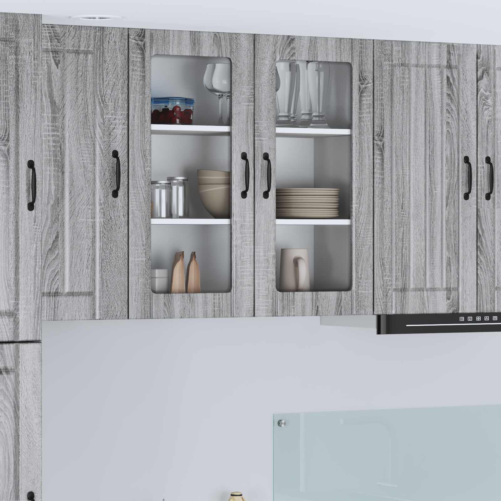 Mobile in vetro da parete LUCCA Grigio Sonoma 80 x 31 x 80 cm | homemem39