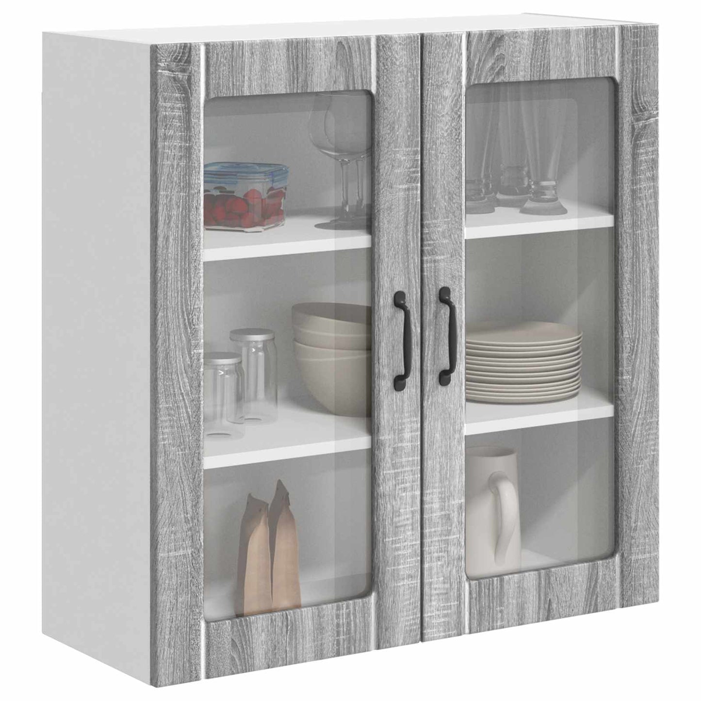 Mobile in vetro da parete LUCCA Grigio Sonoma 80 x 31 x 80 cm | homemem39