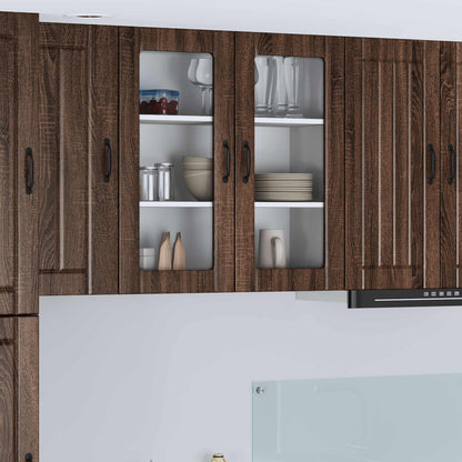 Mobile in vetro da parete LUCCA Rovere Marrone 80 x 31 x 80 cm