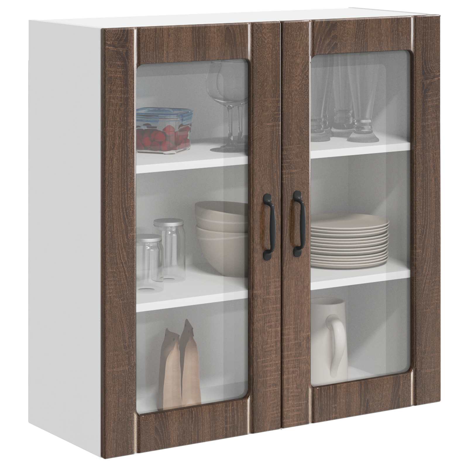 Mobile in vetro da parete LUCCA Rovere Marrone 80 x 31 x 80 cm | homemem39