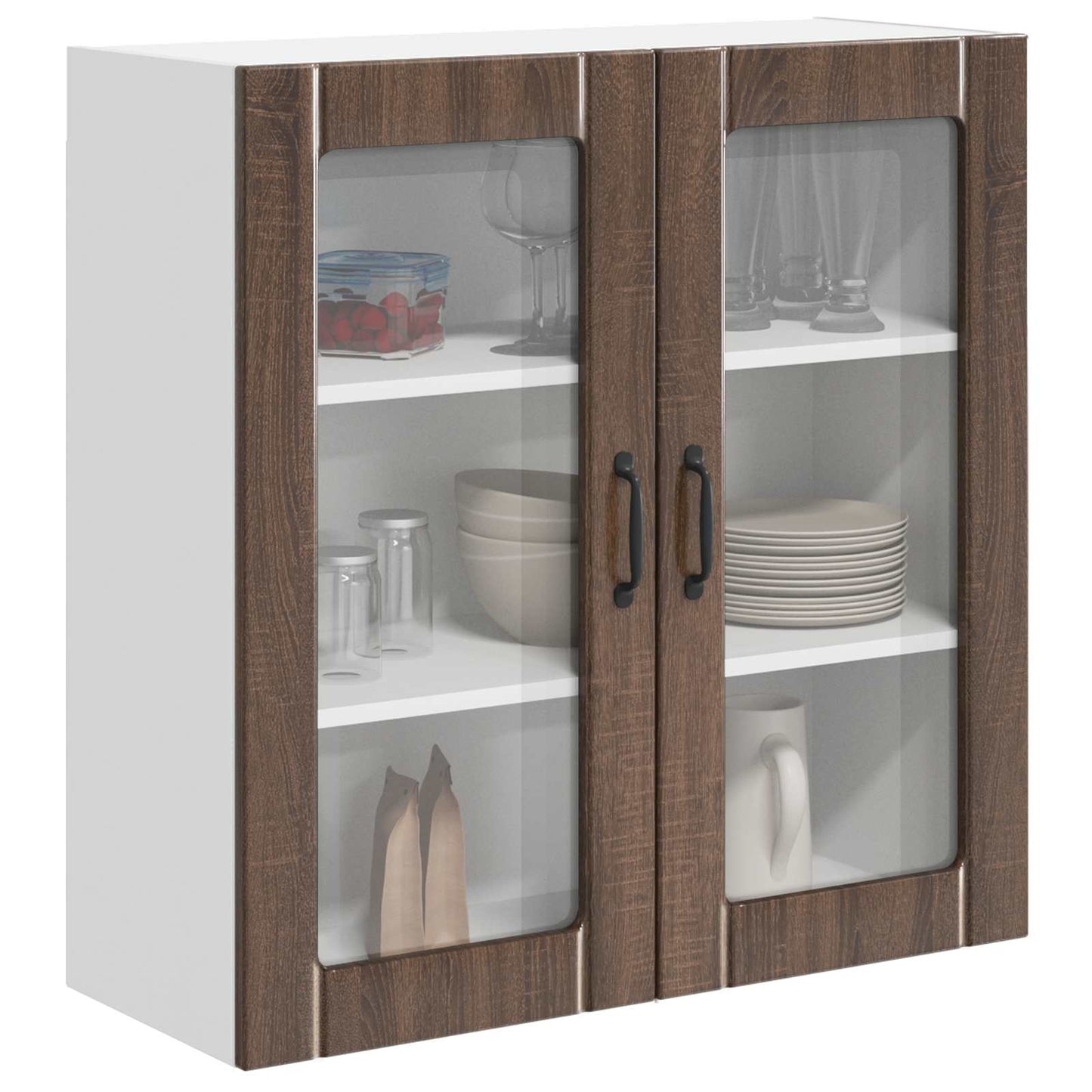 Mobile in vetro da parete LUCCA Rovere Marrone 80 x 31 x 80 cm