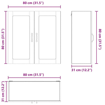 Mobile in vetro da parete LUCCA Rovere Marrone 80 x 31 x 80 cm | homemem39