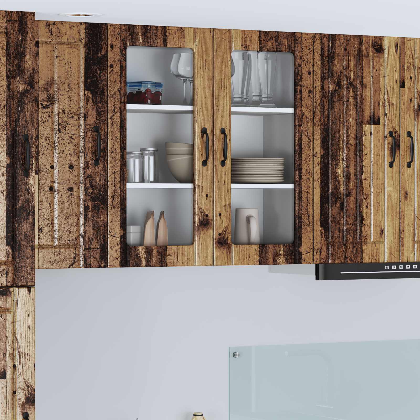 Mobile in vetro da parete LUCCA Legno antico 80 x 31 x 80 cm | homemem39