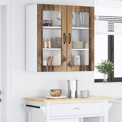 Mobile in vetro da parete LUCCA Legno antico 80 x 31 x 80 cm | homemem39