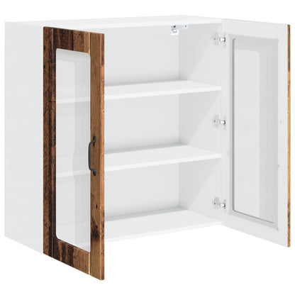Mobile in vetro da parete LUCCA Legno antico 80 x 31 x 80 cm