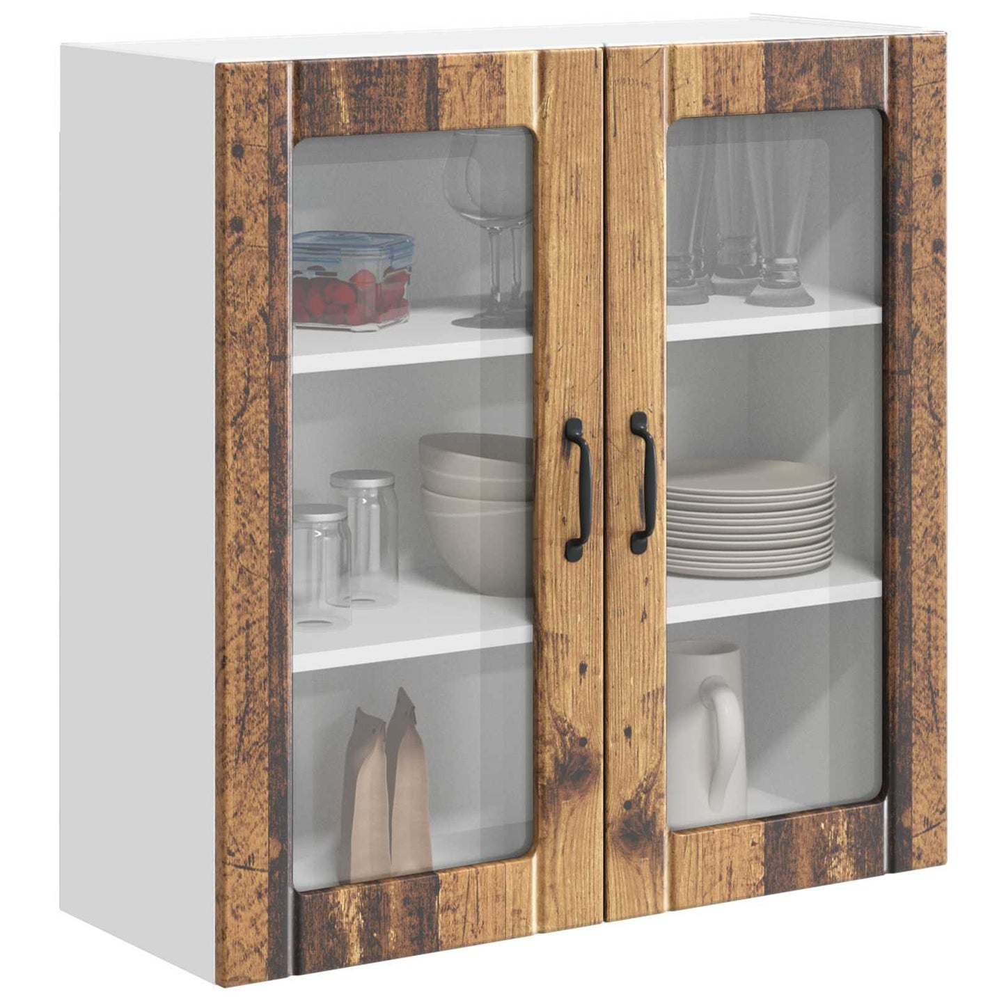 Mobile in vetro da parete LUCCA Legno antico 80 x 31 x 80 cm