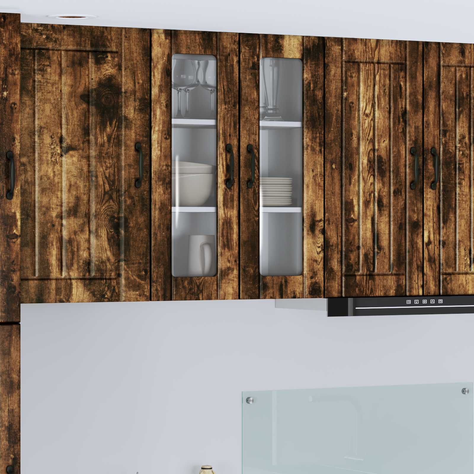 Mobile in vetro da parete LUCCA Rovere Fumo 60 x 31 x 80 cm - homemem39