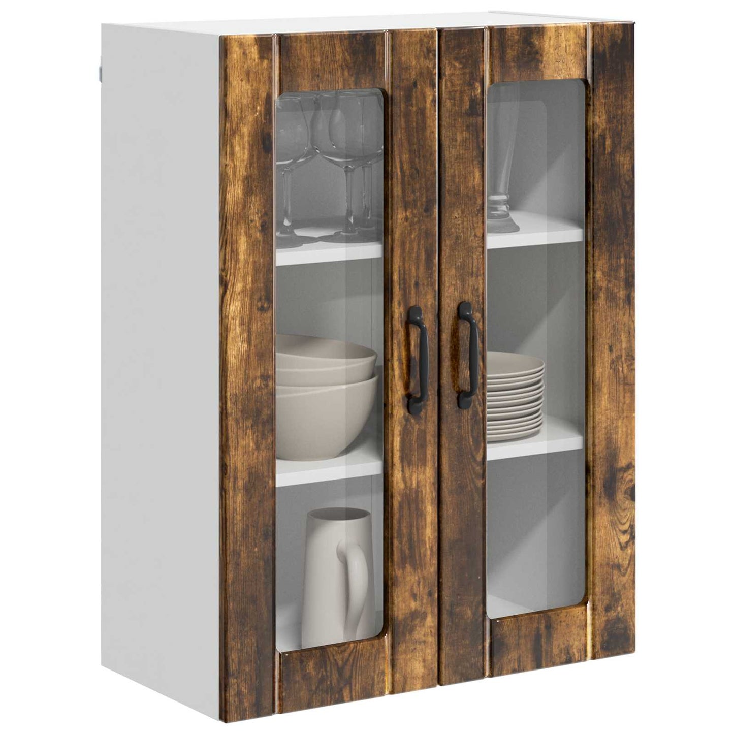 Mobile in vetro da parete LUCCA Rovere Fumo 60 x 31 x 80 cm - homemem39