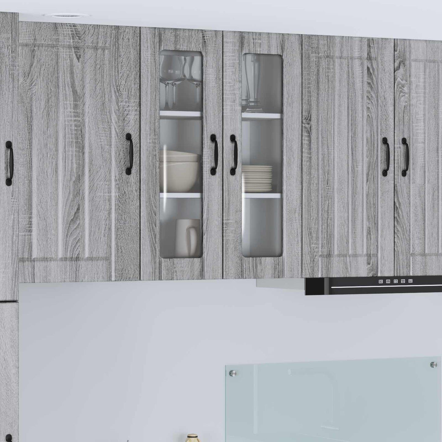 Mobile in vetro da parete LUCCA Grigio Sonoma 60 x 31 x 80 cm | homemem39