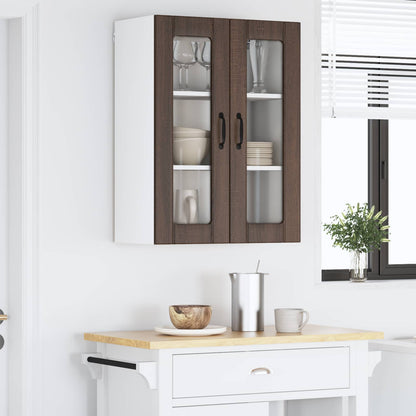 Mobile in vetro da parete LUCCA Rovere Marrone 60 x 31 x 80 cm | homemem39