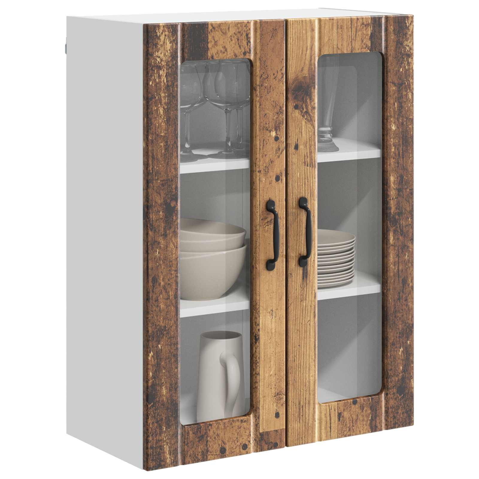 Mobile in vetro da parete LUCCA Legno antico 60 x 31 x 80 cm | homemem39