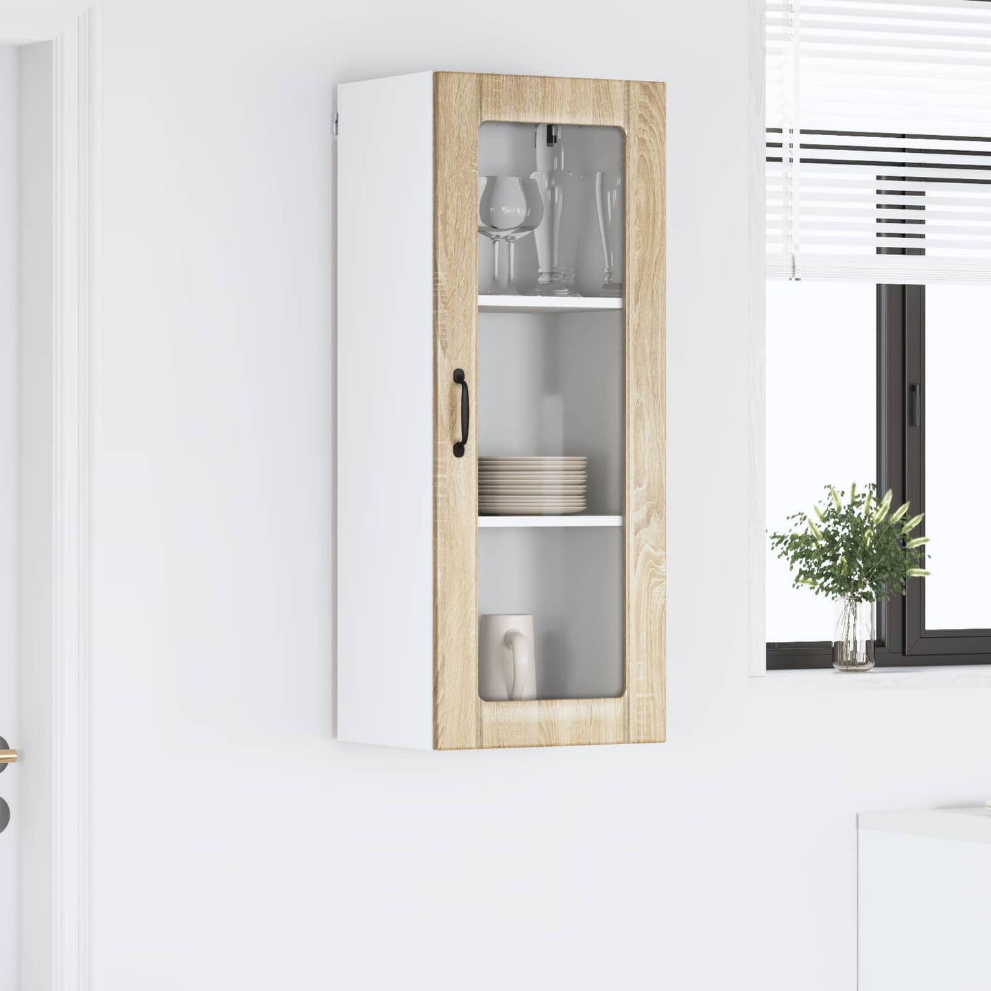 Mobile in vetro da parete LUCCA Rovere Sonoma 40 x 31 x 100 cm | homemem39