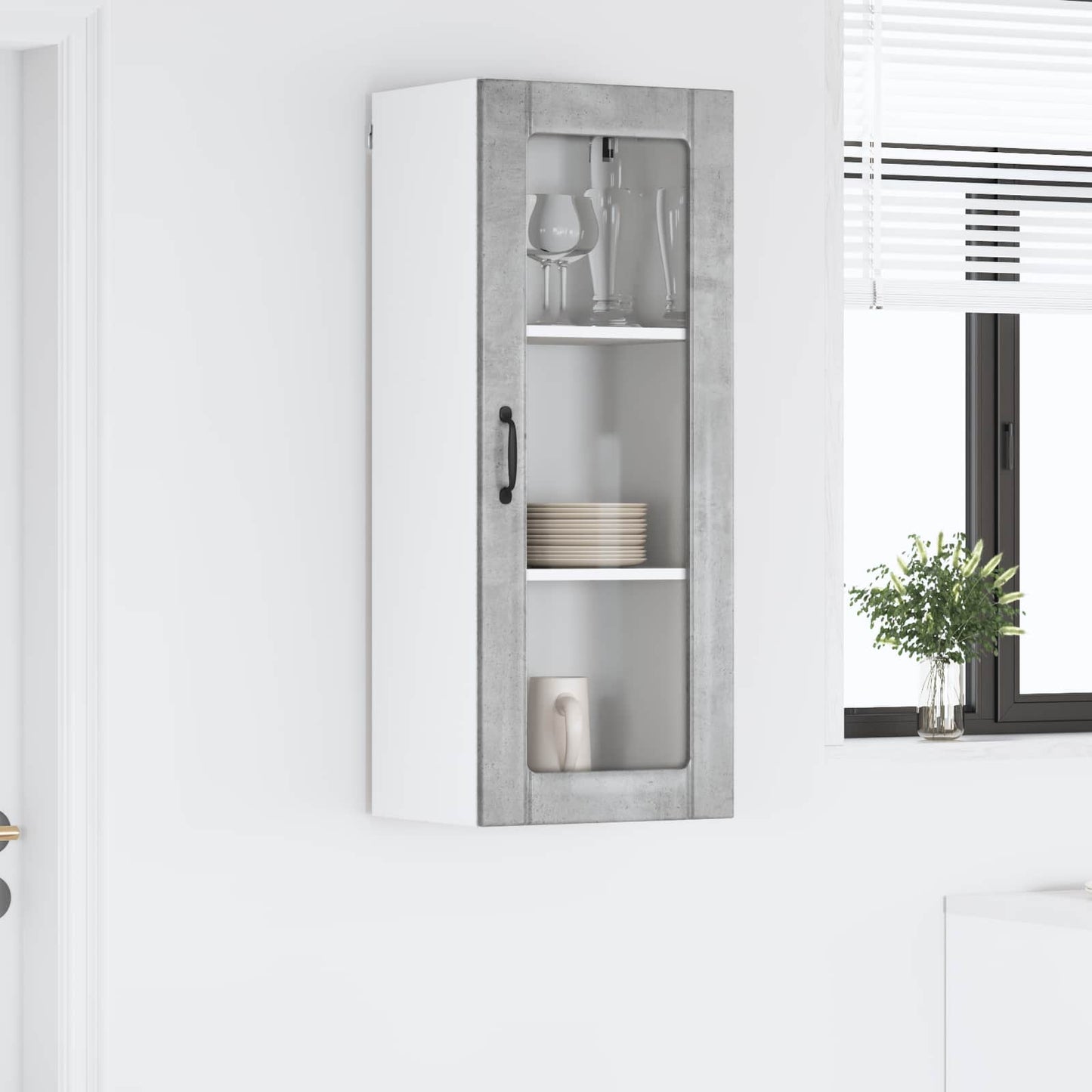 Mobile in vetro da parete LUCCA Grigio Cemento 40 x 31 x 100 cm | homemem39