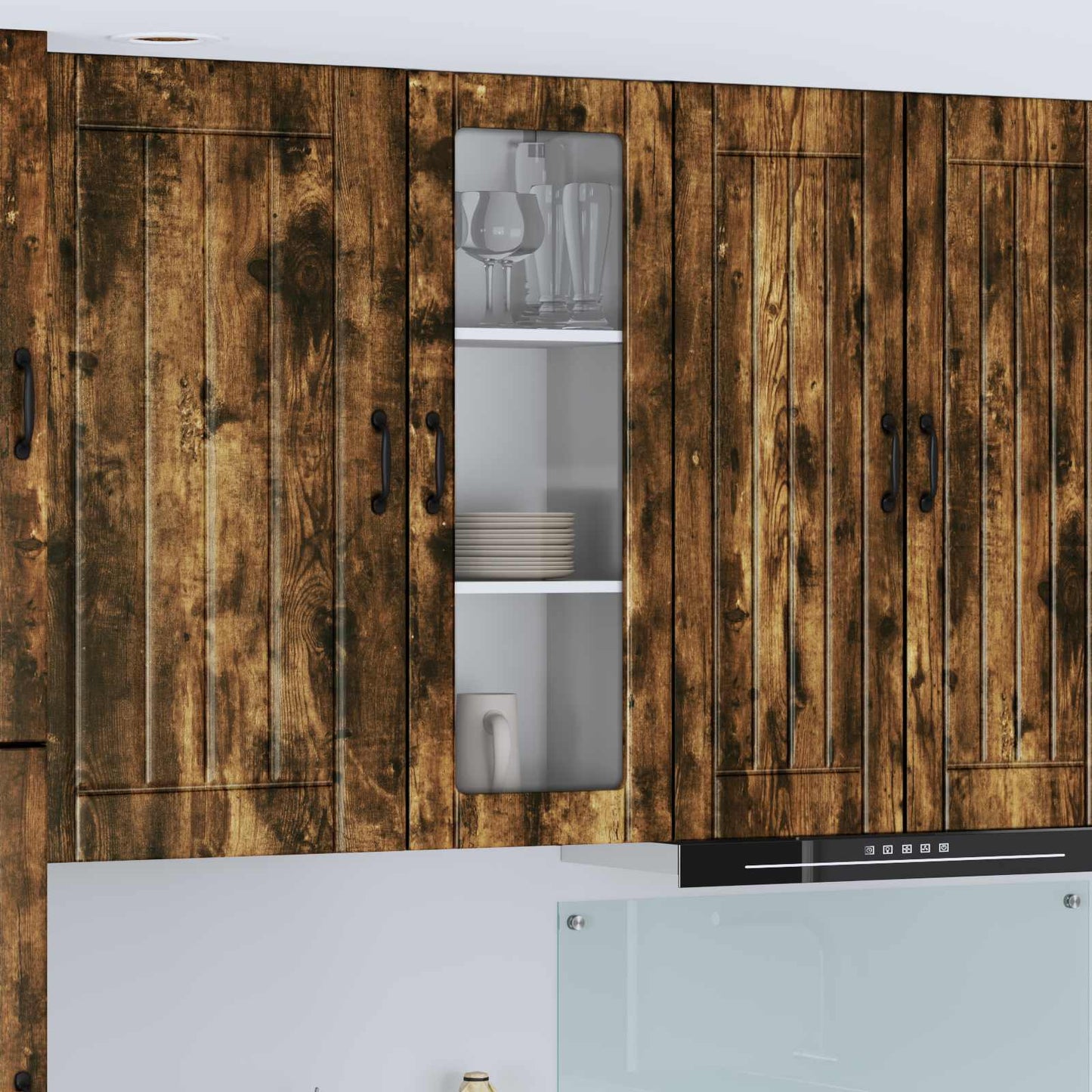 Mobile in vetro da parete LUCCA Rovere Fumo 40 x 31 x 100 cm - homemem39