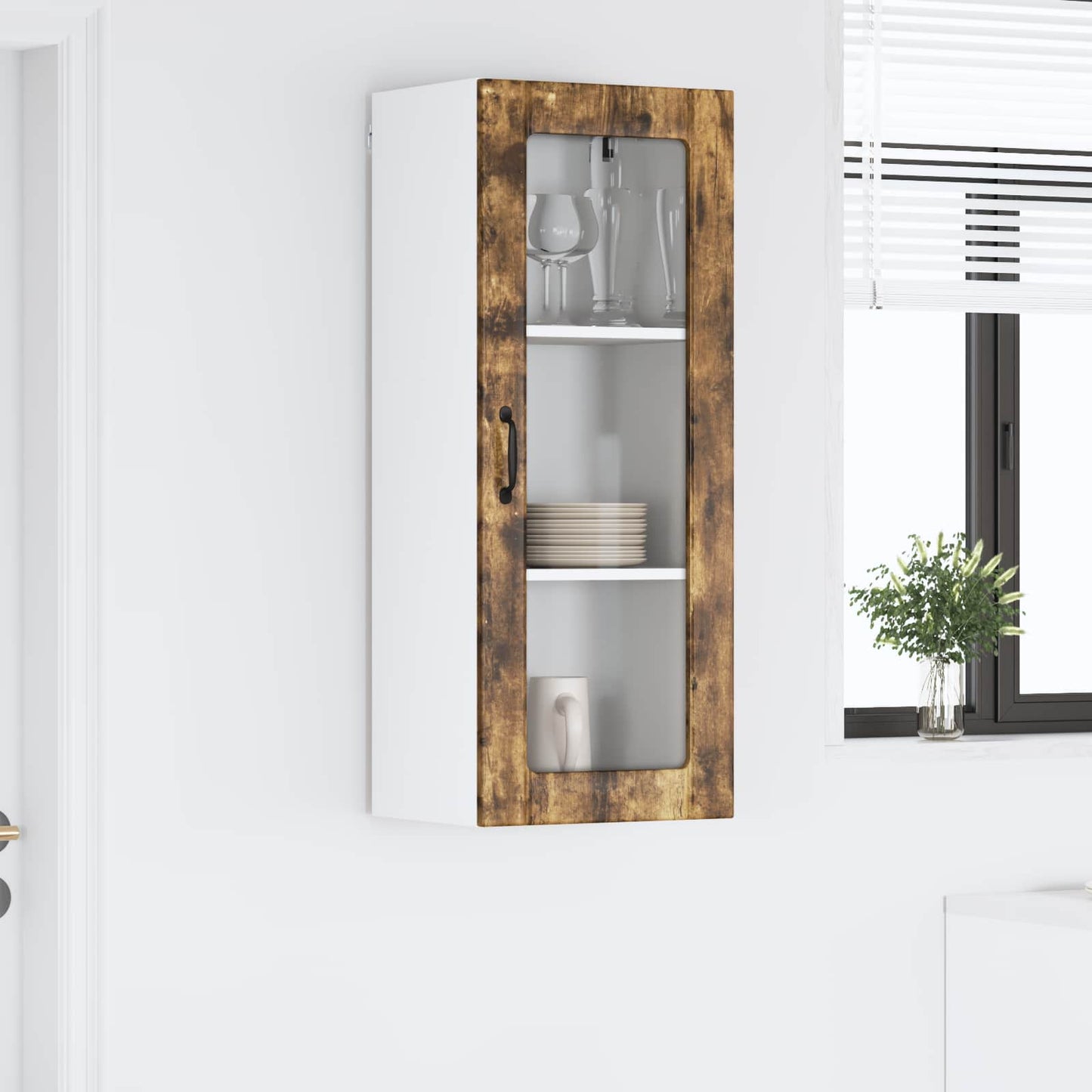 Mobile in vetro da parete LUCCA Rovere Fumo 40 x 31 x 100 cm | homemem39