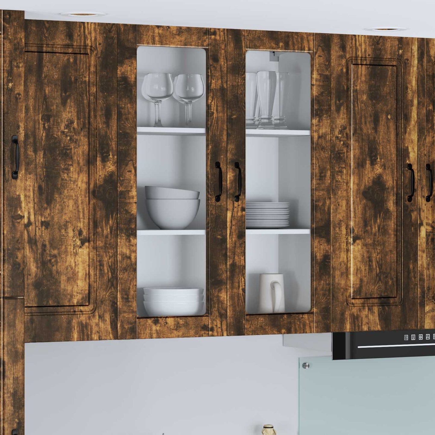 Mobile in vetro da parete LUCCA Rovere Fumo 80 x 31 x 100 cm