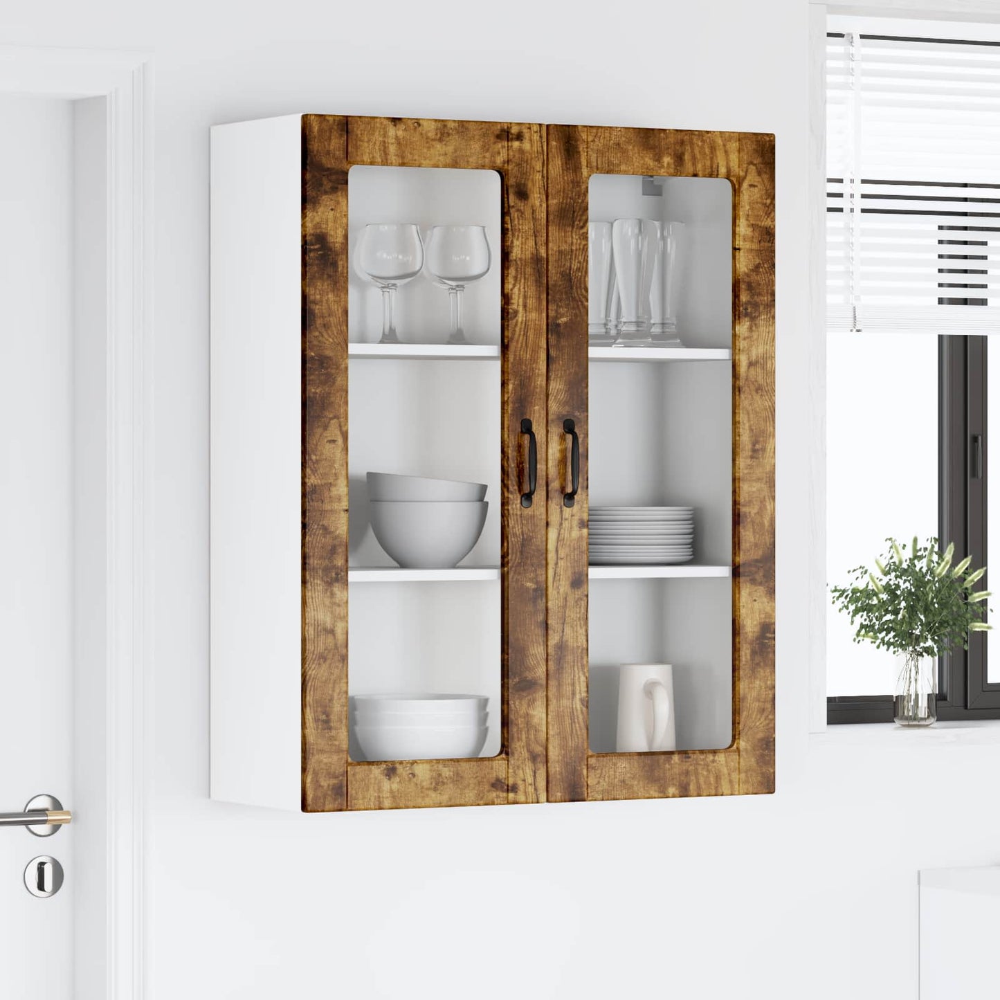 Mobile in vetro da parete LUCCA Rovere Fumo 80 x 31 x 100 cm