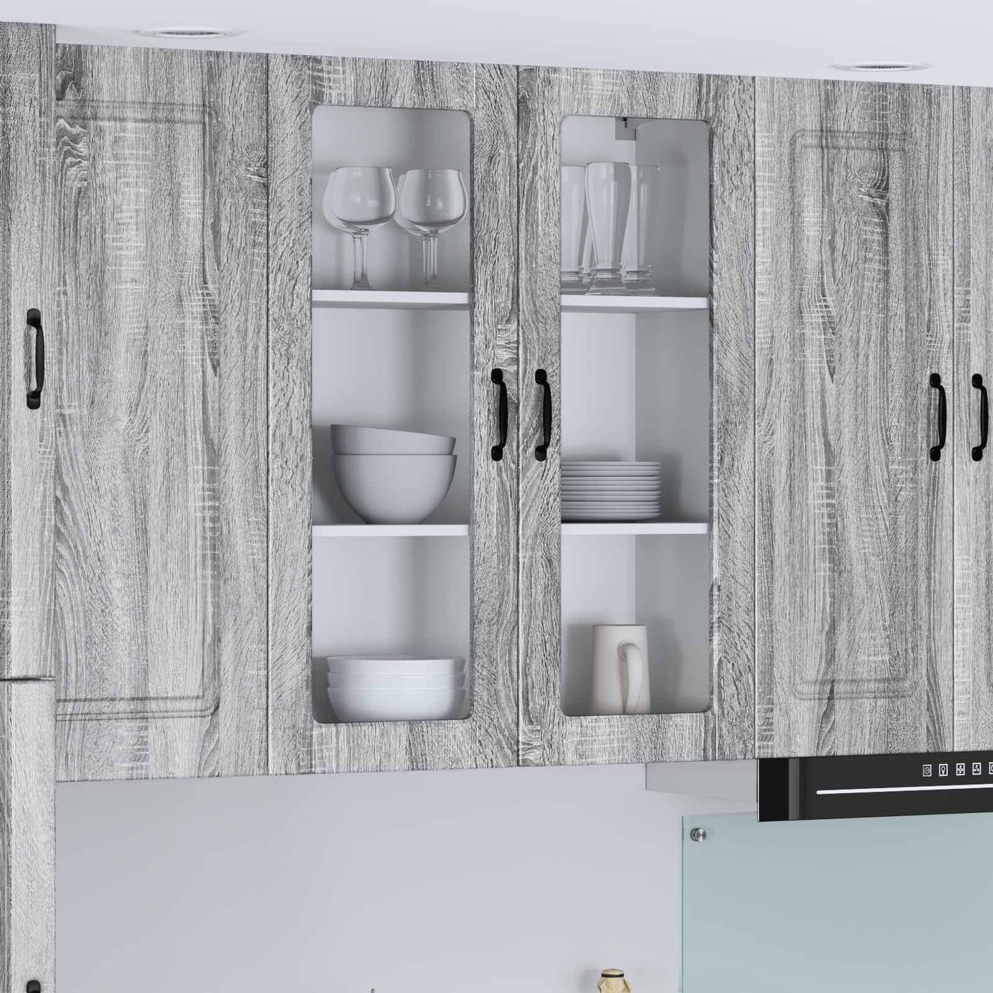 Mobile in vetro da parete LUCCA Grigio Sonoma 80 x 31 x 100 cm