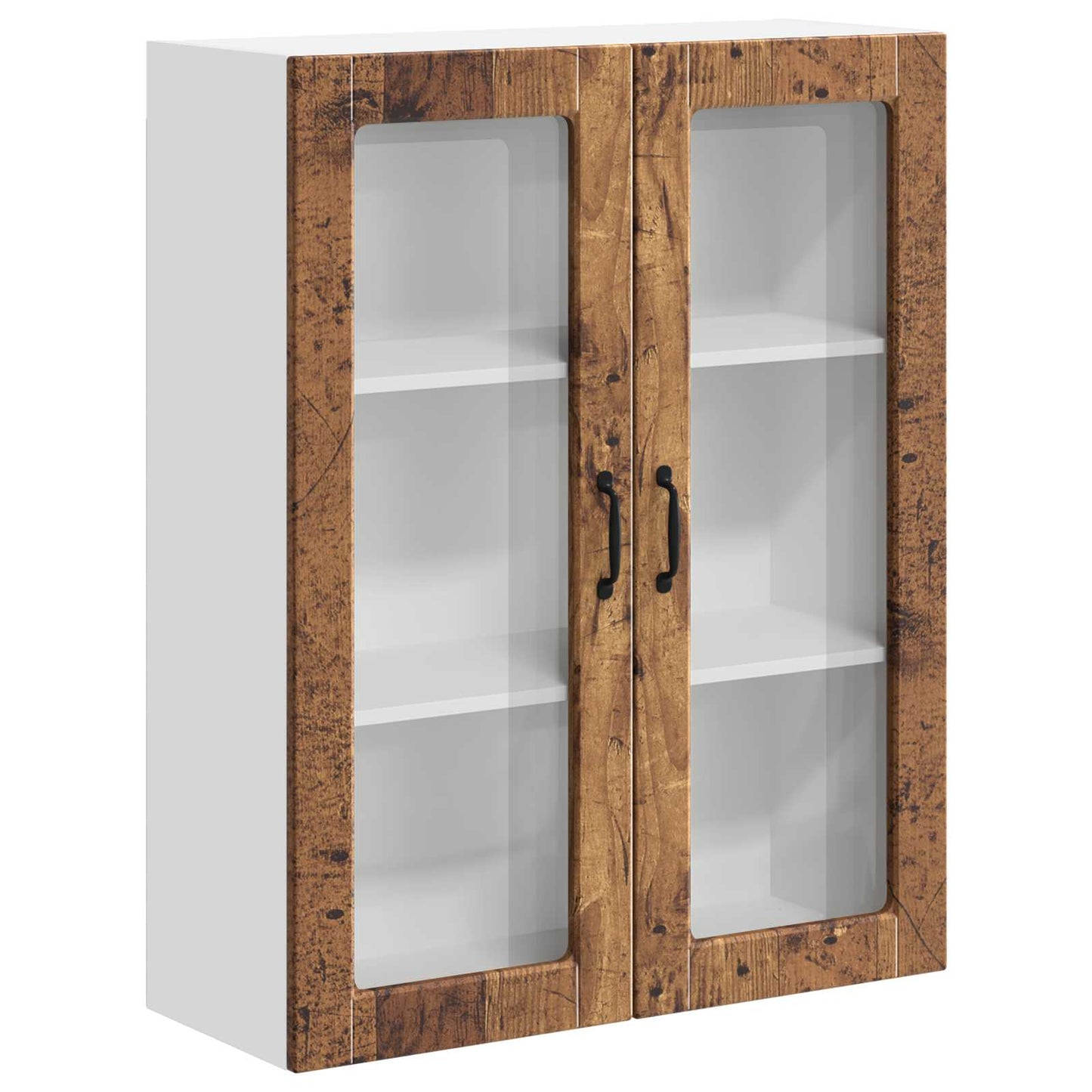 Mobile in vetro da parete LUCCA Legno antico 80 x 31 x 100 cm