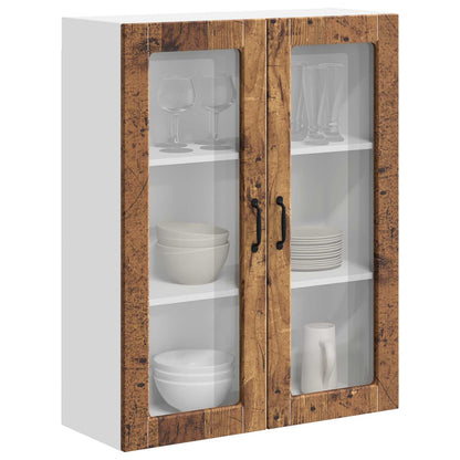 Mobile in vetro da parete LUCCA Legno antico 80 x 31 x 100 cm