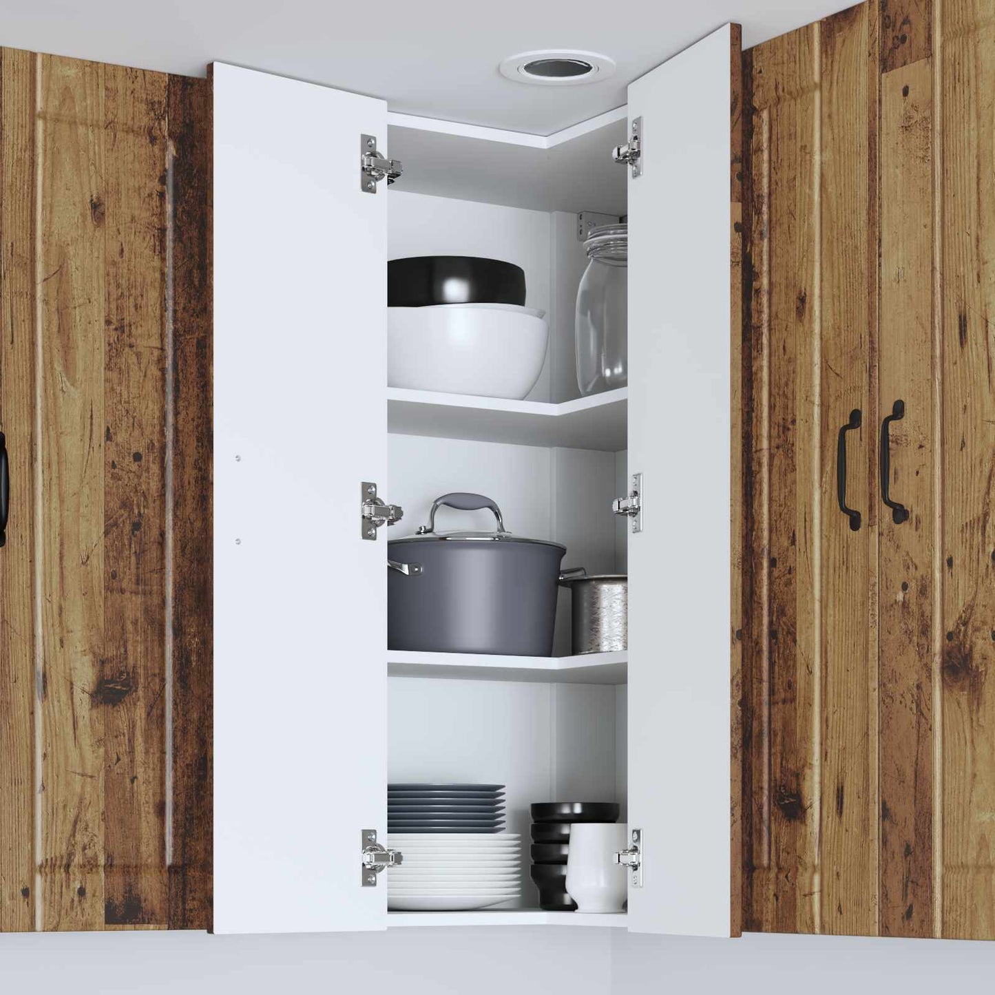 Mobile angolare per parete LUCCA Legno antico 57 x 57 x 100 cm