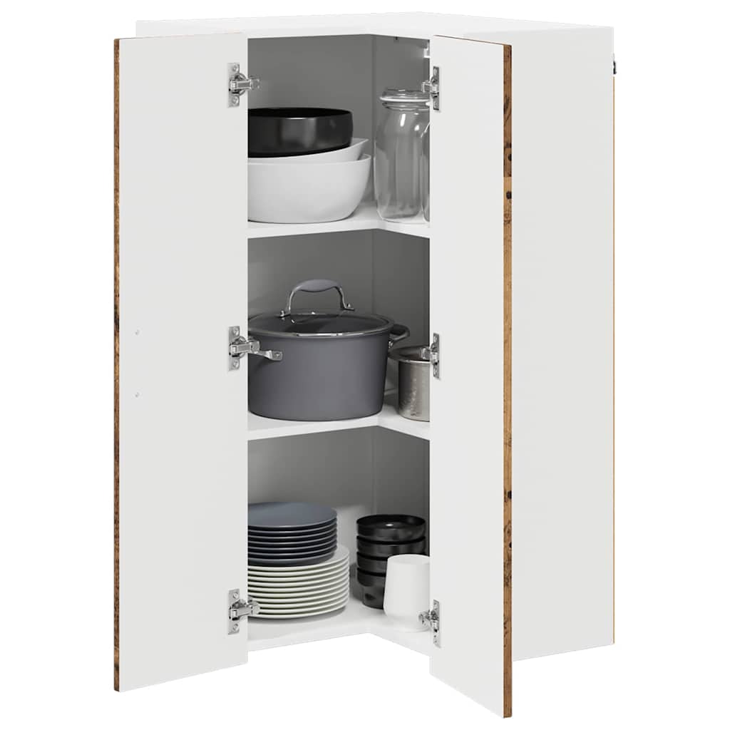 Mobile angolare per parete LUCCA Legno antico 57 x 57 x 100 cm