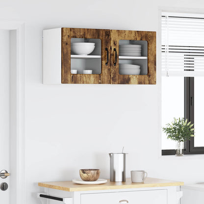 Mobile in vetro da parete PORTO 2 pz Rovere fumé